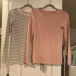 Bundle 2 Shirts; Long Sleeve; Super Soft; XS; Never Worn; Grey/Cream & Soft Rose